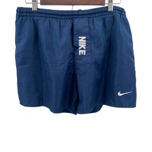 Nike‎ Shorts Mens Large Navy Blue White Logo Athletic Running Sportswear
